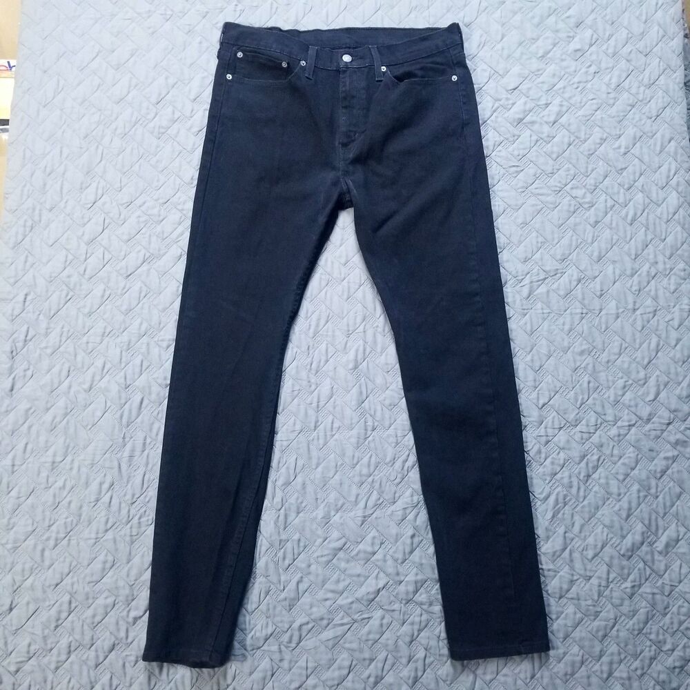 Levis Strauss Jeans Mens 34x34 Black 510 Slim Straight Dark Wash American Denim